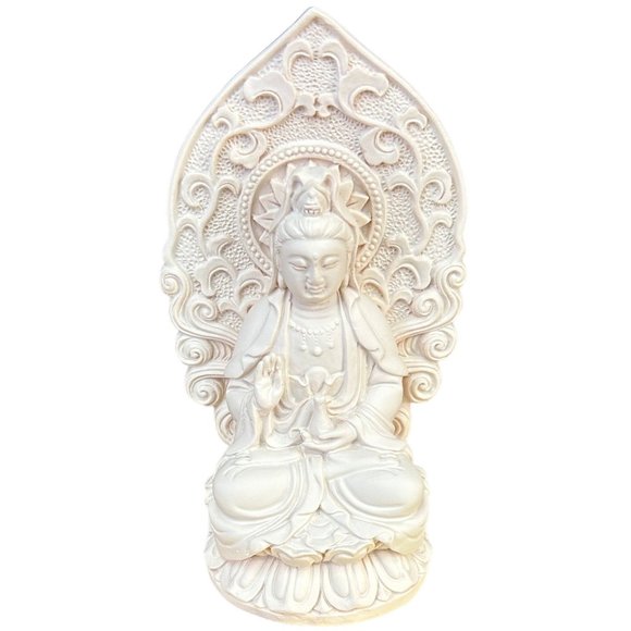 Kwan Yin Statue in Ivory Resin, 5-Inch Buddhist Goddess of Mercy, Peaceful Home - Picture 7 of 9